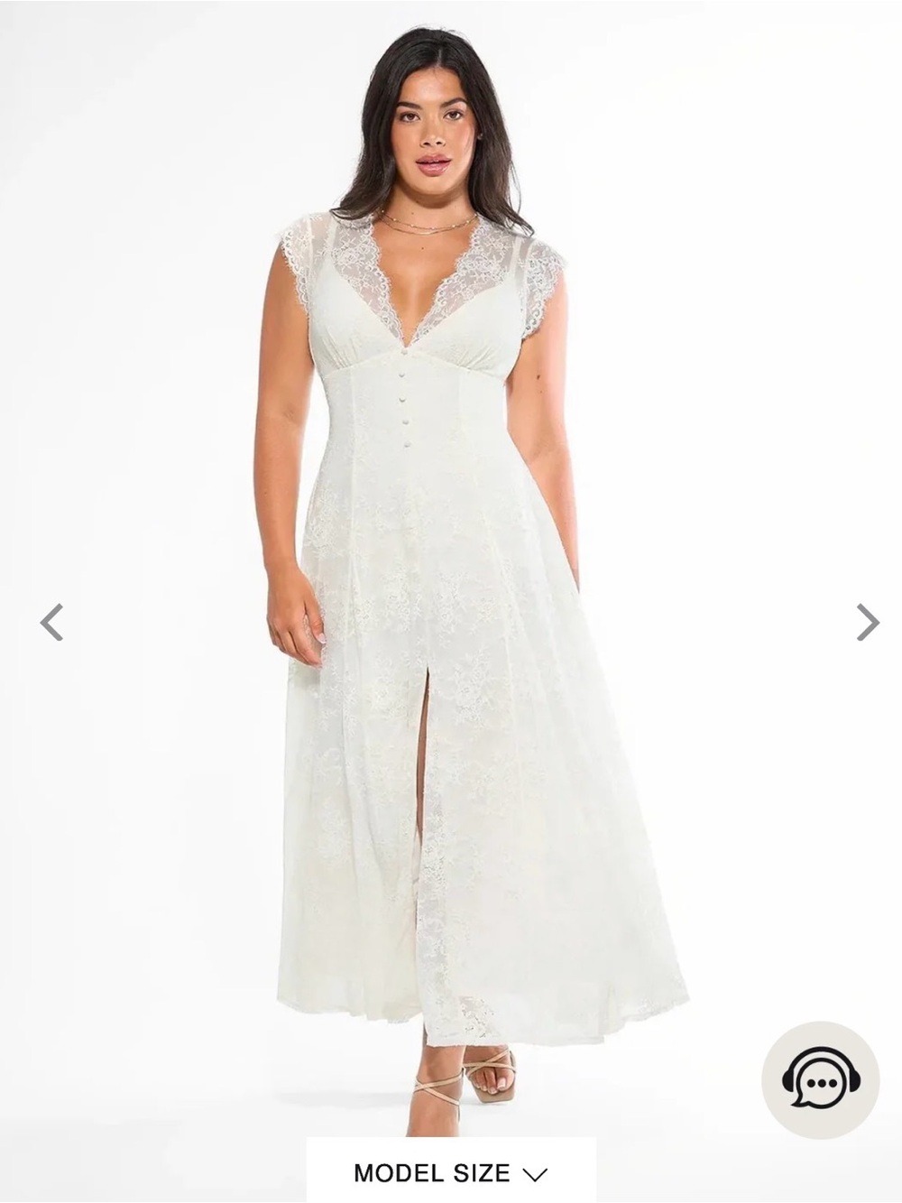 Lace V-Neck Maxi Wedding Dress in Ivory